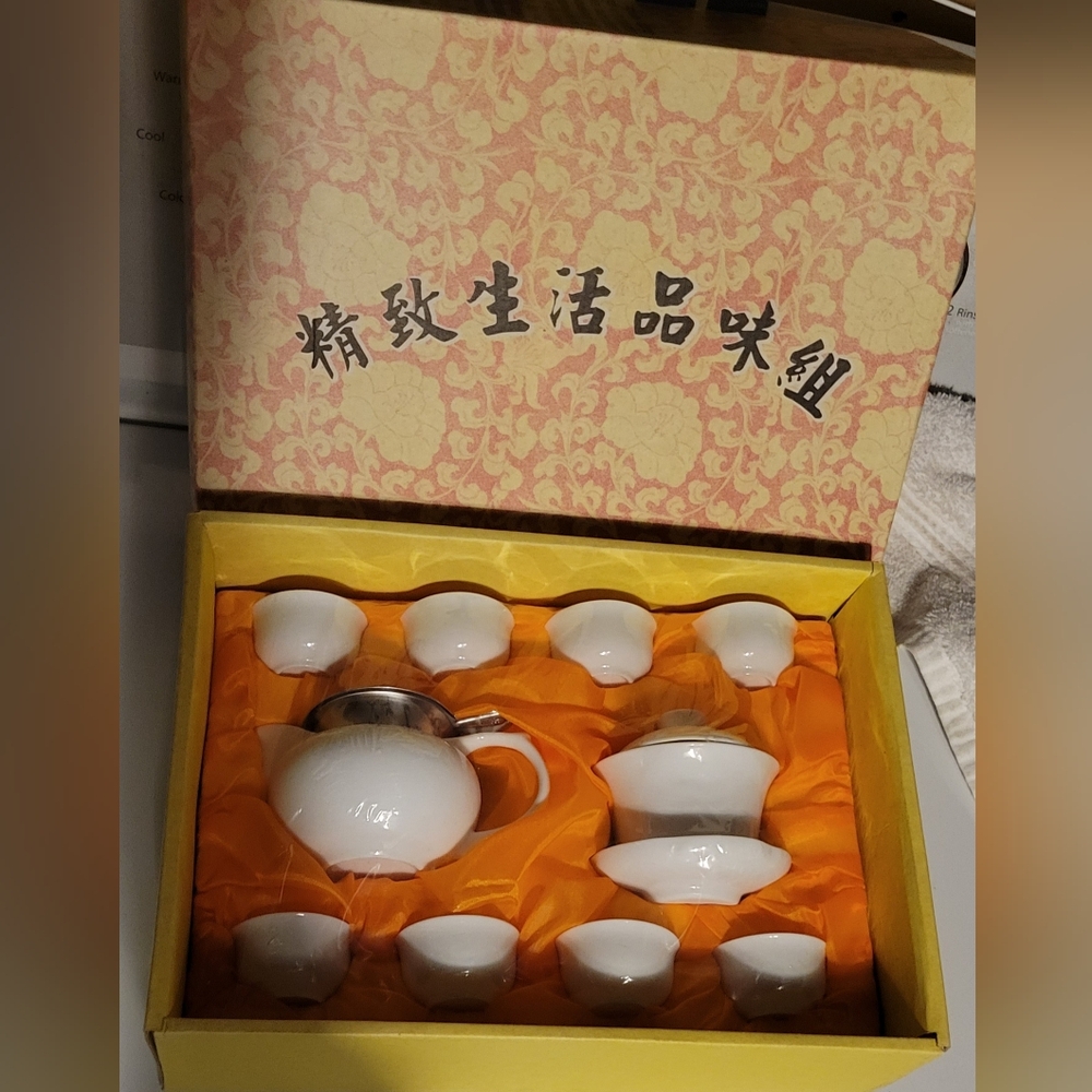 Classic White Tea Set with Silver Accents